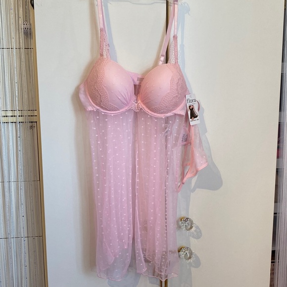 Flora Barbie Pink 2 Piece Baby Doll Set Size Large NWT - Picture 3 of 15